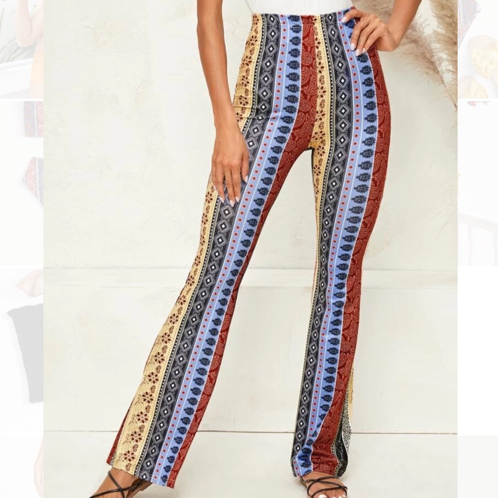 TRIBAL FLARE PANTS HIGH WAISTED